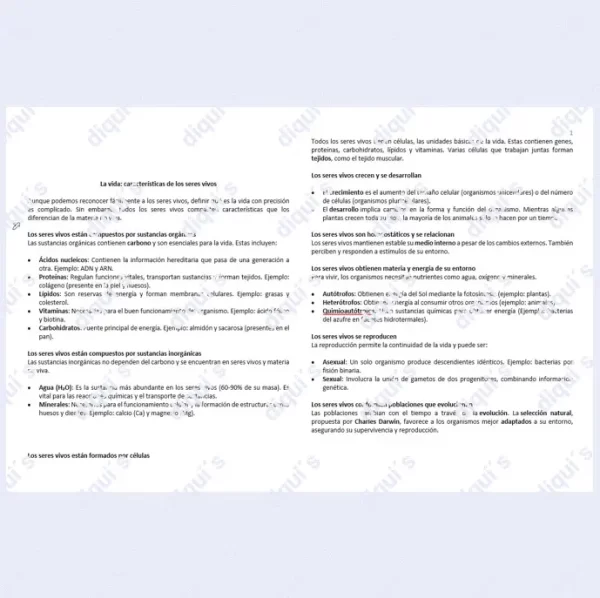 La vida. Características de los seres vivos
