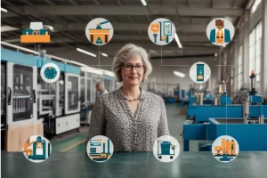 mujer que gestiona nuevos productos en una fábrica. Innovar gestionando el riesgo.