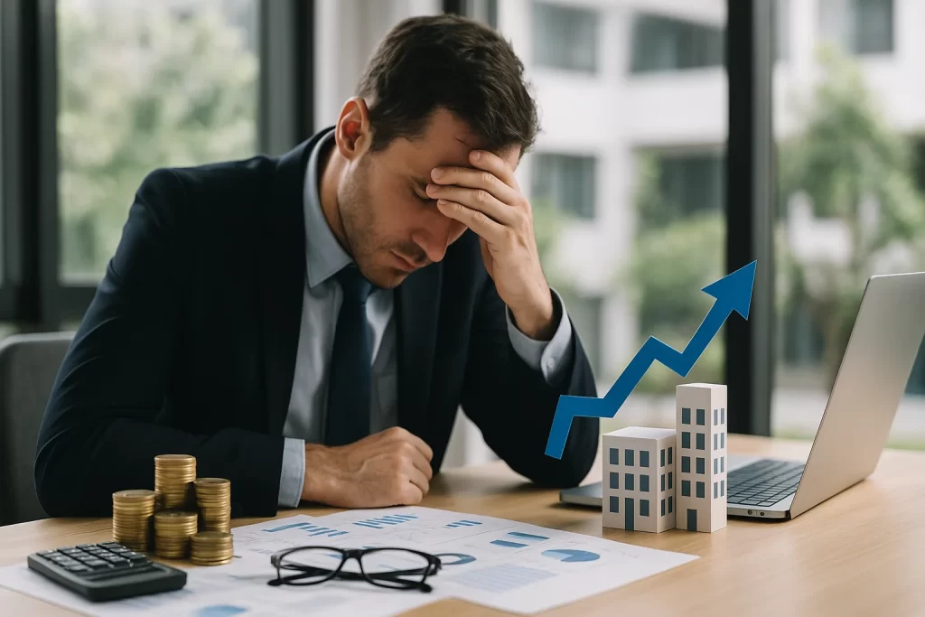 empresario sufriendo por el endeudamiento empresarial que ha desarrollado su organización