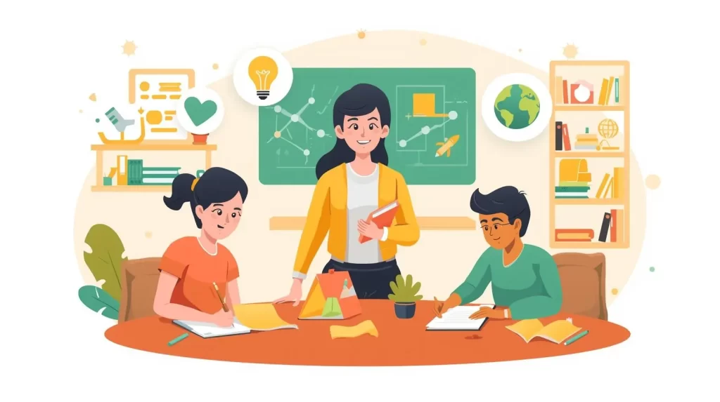 emprendimiento social escolar con estudiantes y docentes trabajando en proyectos educativos