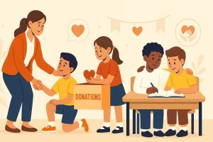 docentes y estudiantes fomentando empatía y responsabilidad social en la escuela